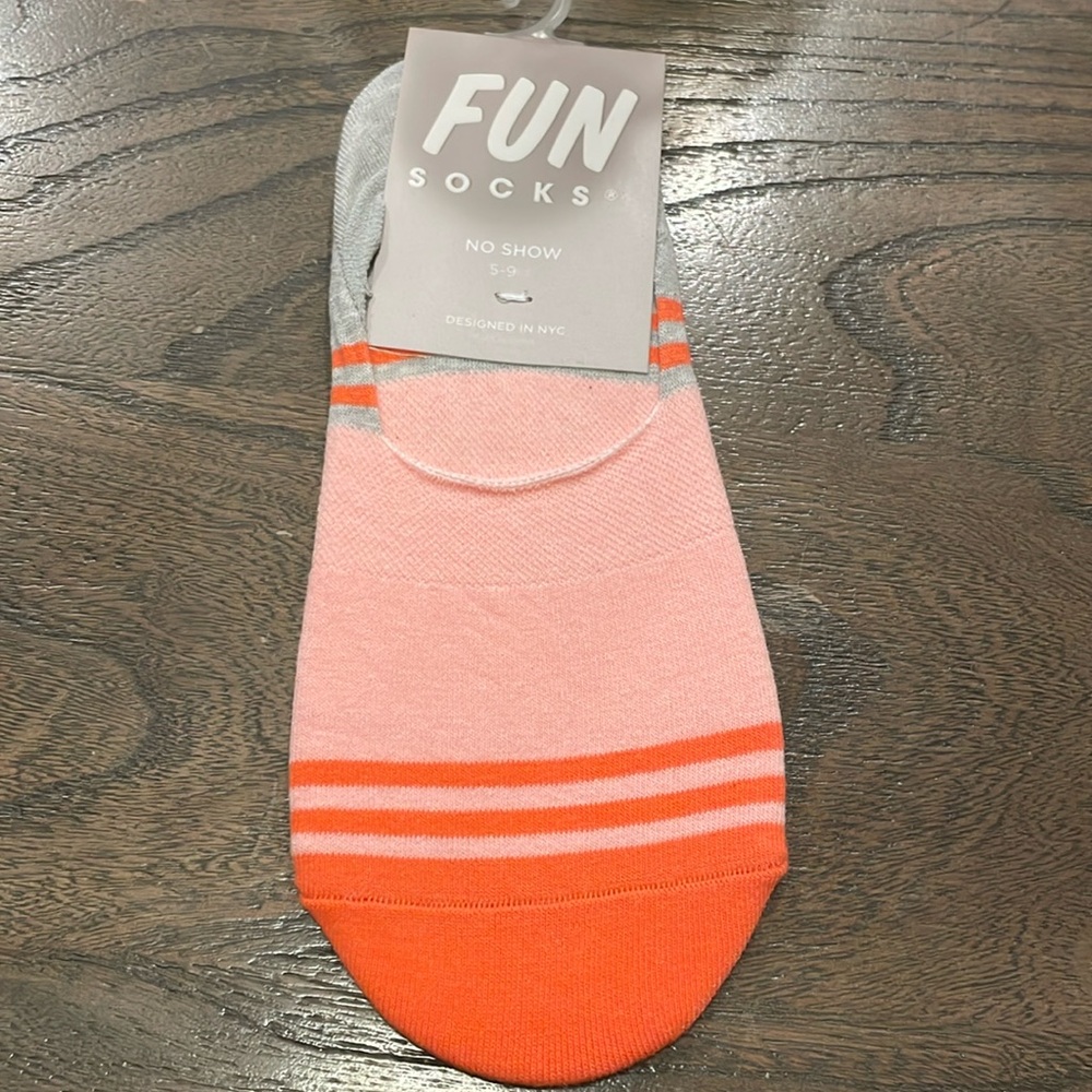 Orange & Gray Woman’s No Show Fun Socks